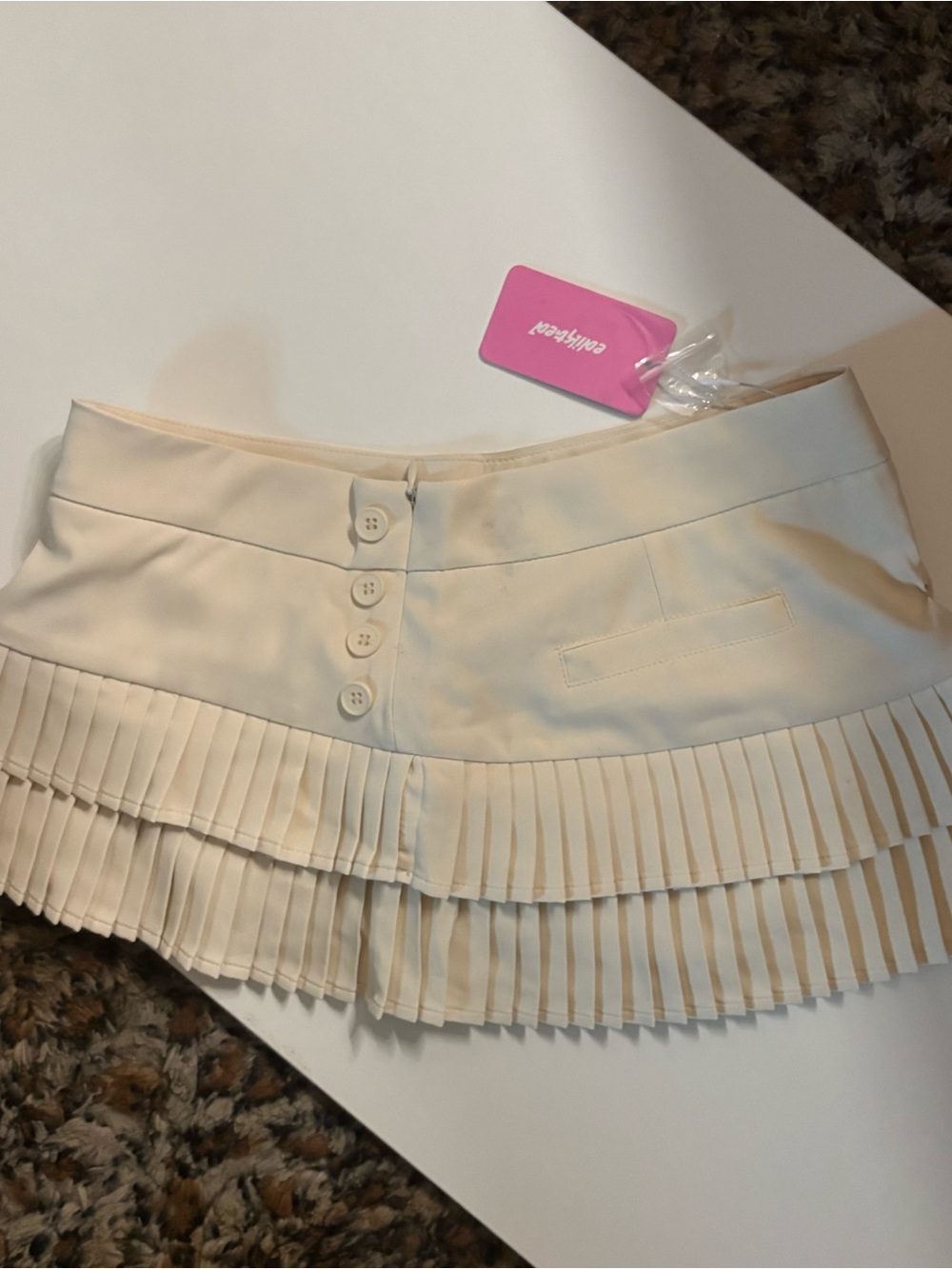 Edikted Pleated Mini Skirt with Button Front